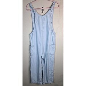 Topshop Moto Light Blue Lyocell Wide Leg Jumpsuit Tie Strap US 4 Denim Look